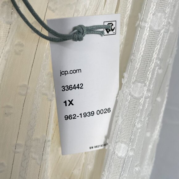 NWT Liz Claiborne Ivory Textured Semi‑Sheer Blouse – Long Sleeve, Plus Size 1X - Picture 8 of 16